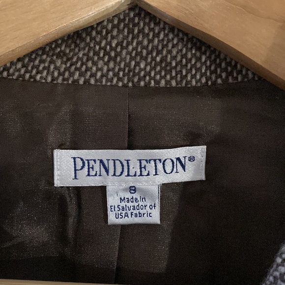Pendleton size 8 brown and white wool tweed structure jacket blazer - Picture 4 of 6